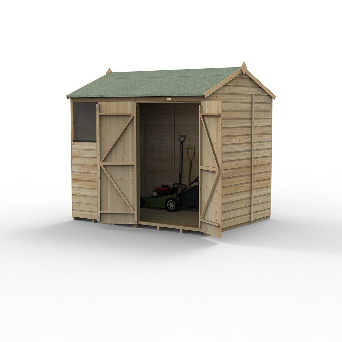 Forest Beckwood Reverse Apex Shed - Double Door, 2 Windows - 8ft x 6ft Price Comparisons | Compare The Build