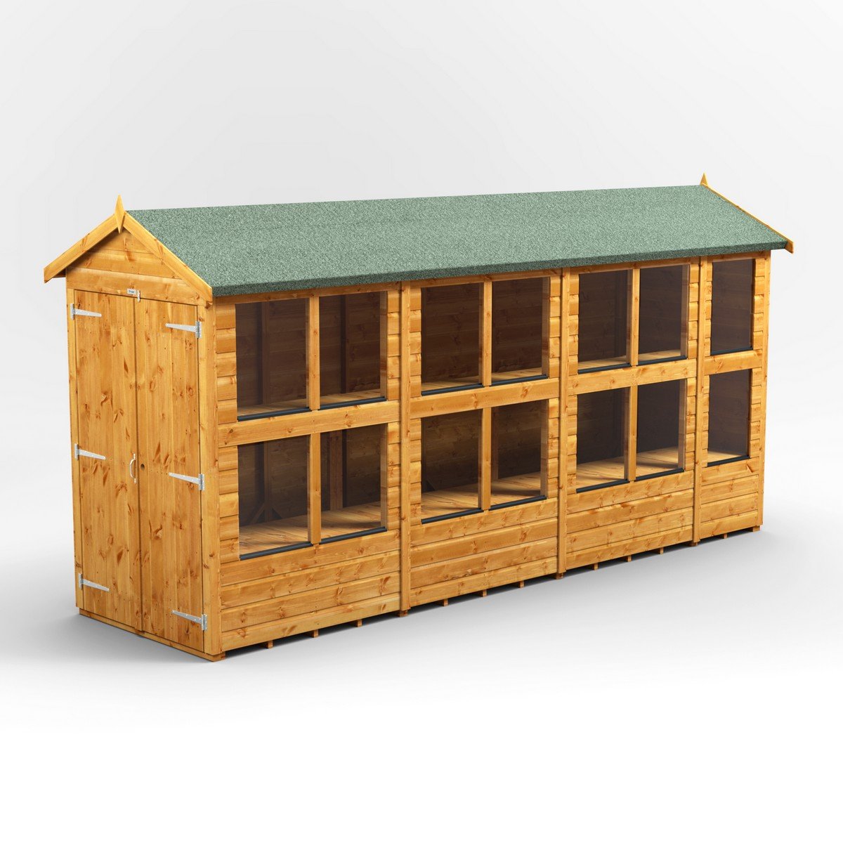 Powersheds Apex Roof Double Door Potting Shed 14ft x 4ft - Golden Brown Price Comparisons | Compare The Build