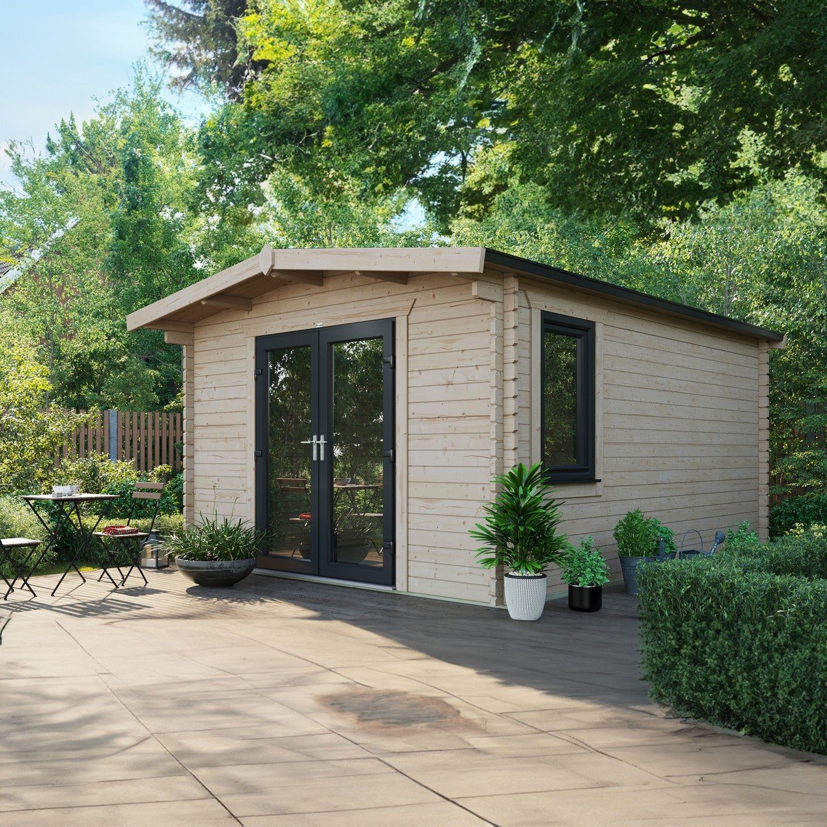 Powersheds Chalet Log Cabin 16ft x 12ft (Doors Central) 44mm Log Thickness Price Comparisons | Compare The Build