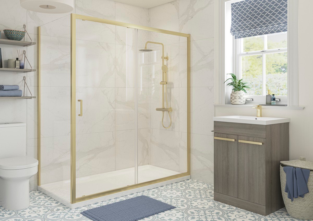 Showerzone Essentials Side Panel 760mm - Brushed Brass Price Comparisons | Compare The Build