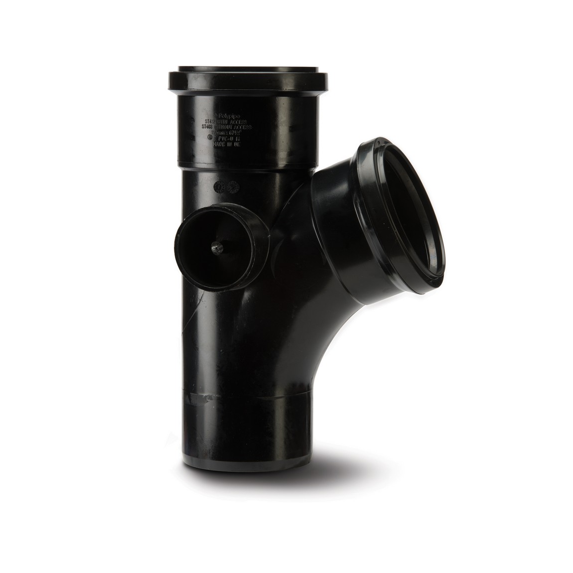 Polypipe 110mm Soil 112.5deg Equal Branch  Double Socket  Black   ST403B Price Comparisons | Compare The Build