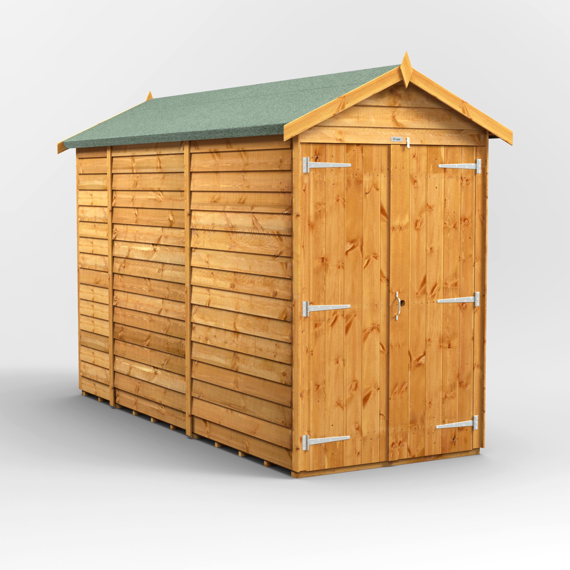 Powersheds Apex Roof Windowless Double Door Overlap Garden Shed 10ft x 4ft - Golden Brown Price Comparisons | Compare The Build
