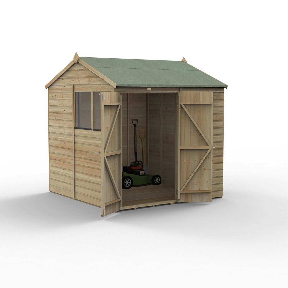 Forest Beckwood Reverse Apex Shed - Double Door, 2 Windows - 7ft x 7ft (Installed) Price Comparisons | Compare The Build