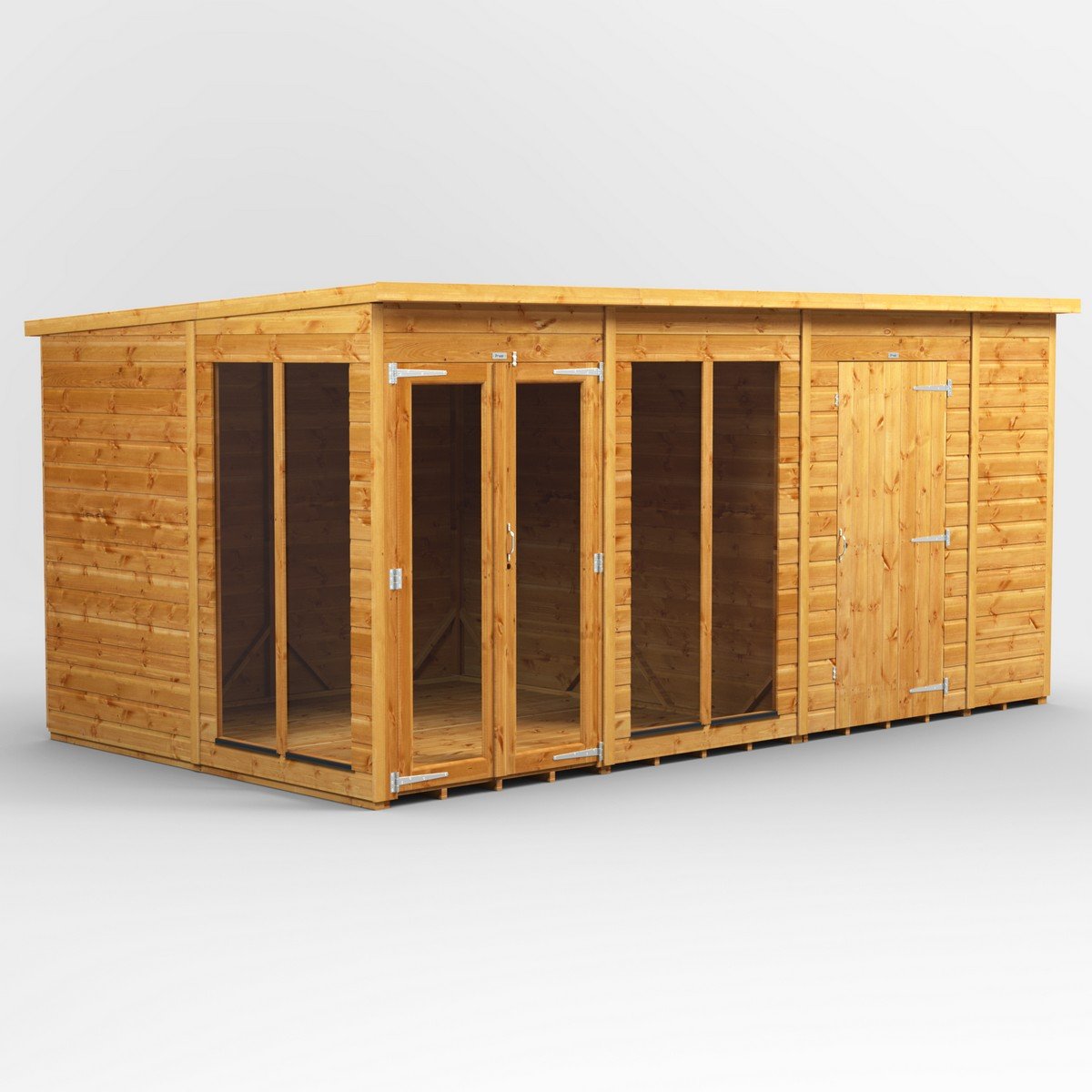 Powersheds Pent Roof Summerhouse Combi 14ft x 8ft with 6ft Side Store - Golden Brown Price Comparisons | Compare The Build