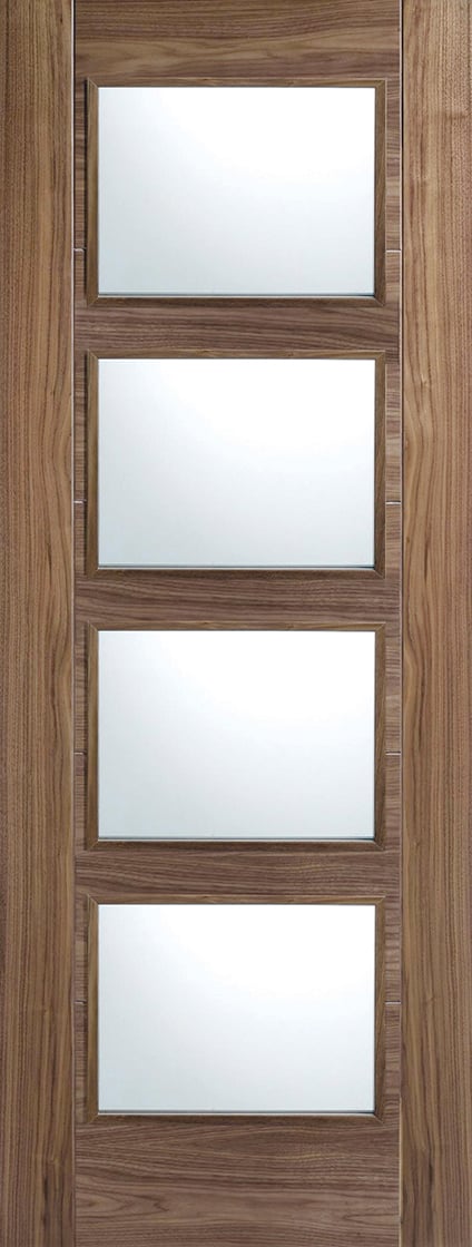 Vancouver Solid Core Internal Fire Door - Prefinished - 4L Clear Glazed 2040 x 726mm Walnut WALVAN4LFC726 Price Comparisons | Compare The Build