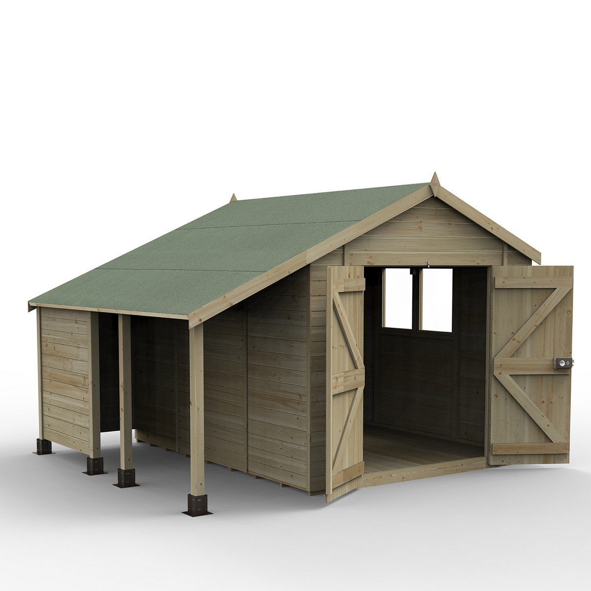 Forest Timberdale Apex Shed with Log Store - Double Door - 10ft x 8ft (Installed) Price Comparisons | Compare The Build