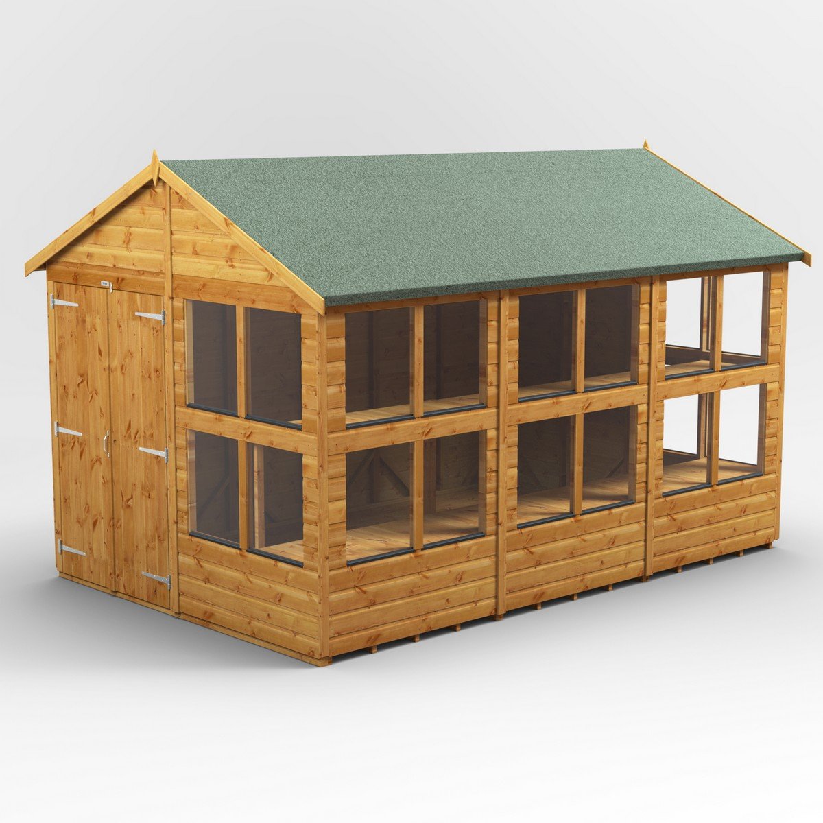 Powersheds Apex Roof Double Door Potting Shed 12ft x 8ft - Golden Brown Price Comparisons | Compare The Build