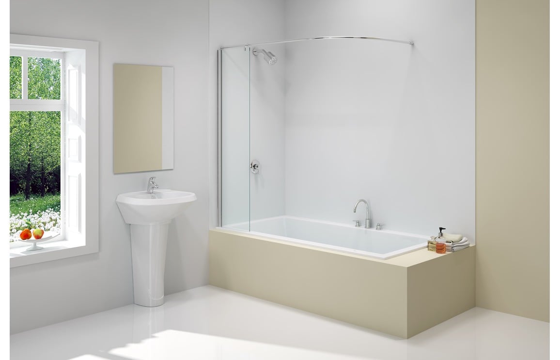 Merlyn Vivid Curtain Rail Bath Screen 300 x 1500mm - Clear/Polished Silver Price Comparisons | Compare The Build