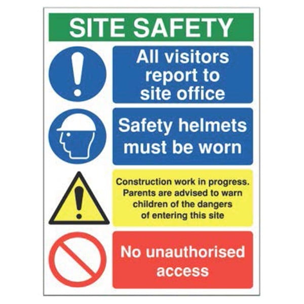 Rigid Site Safety Sign - Site safety all visitors report to site office 800x600mm Price Comparisons | Compare The Build