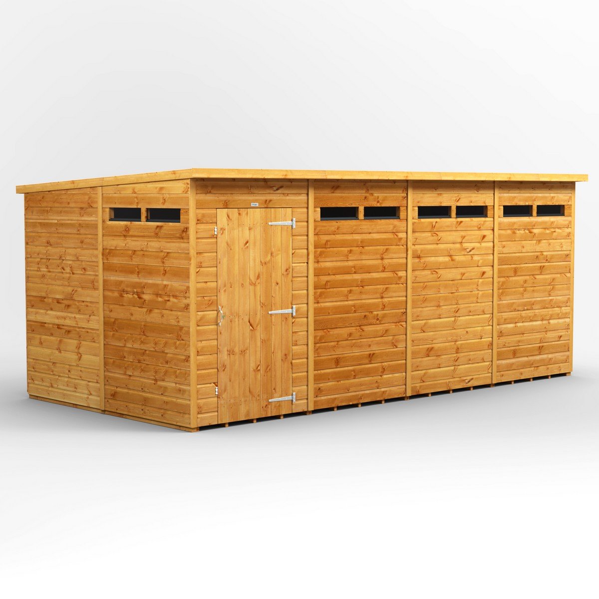 Powersheds Pent Roof Single Door Security Shed 16ft x 8ft - Golden Brown Price Comparisons | Compare The Build