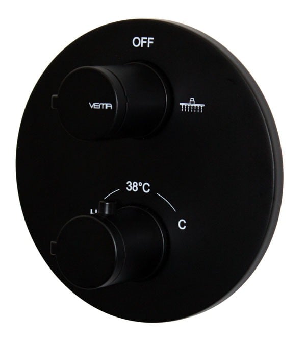 Vema Timea Round Built-In Two Outlet Thermostatic Valve - Matt Black Price Comparisons | Compare The Build