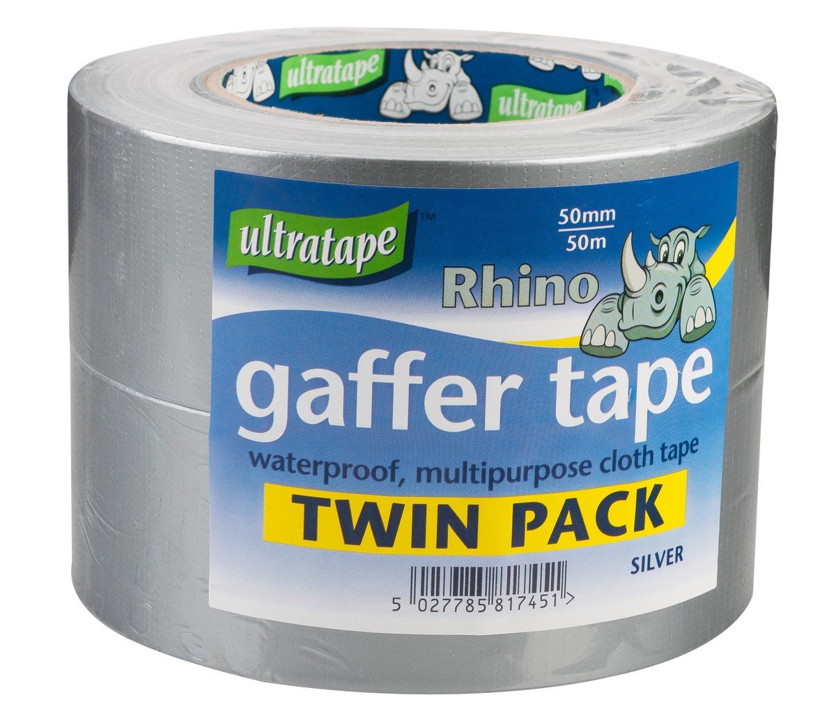 Rhino Multi Purpose Gaffer Tape - 50mm x 50m - Silver (Pack of 2) Price Comparisons | Compare The Build