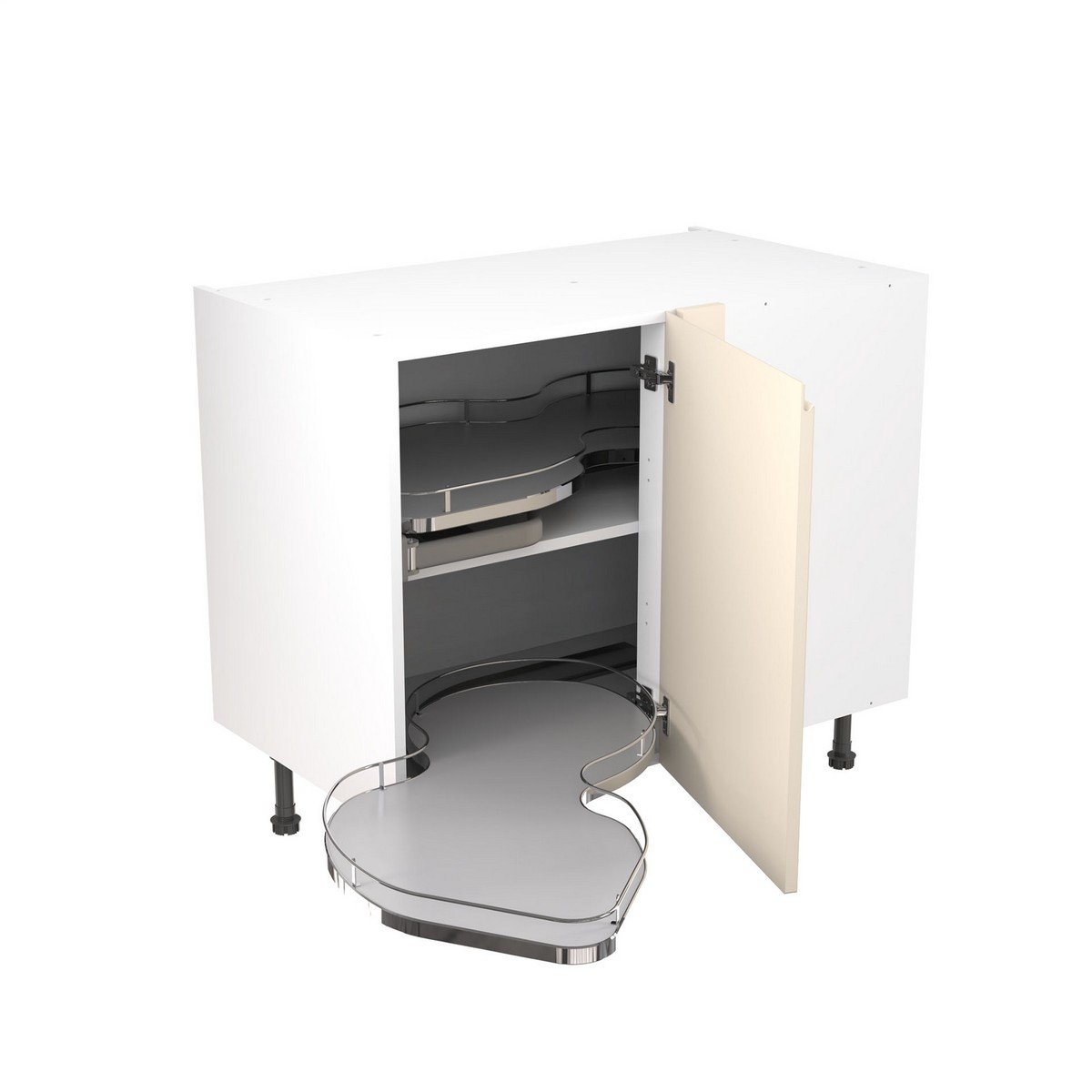 KitchenKit Flatpack J-Pull Blind Corner Base Cabinet with Dual Handed Pull Out 1000mm - Ultra Matt Cashmere Price Comparisons | Compare The Build