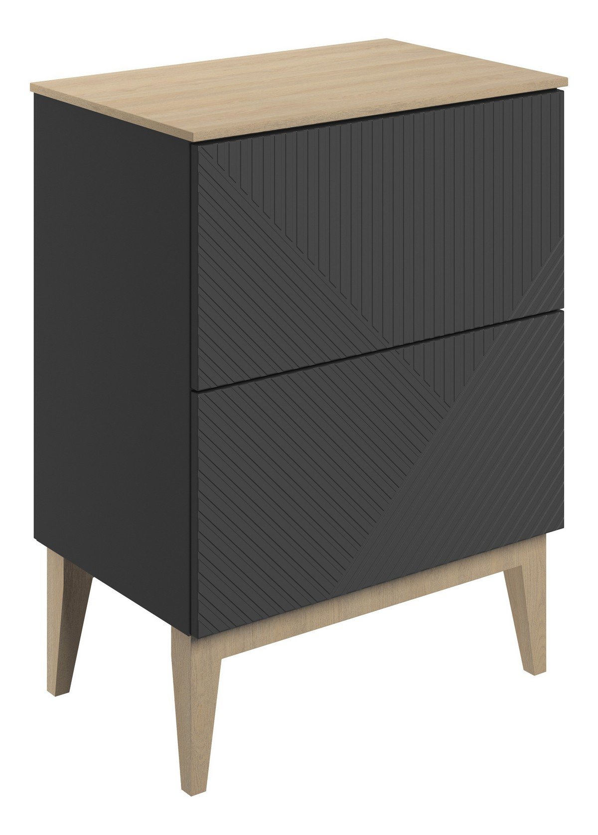 Line Floor Standing 2 Drawer Basin Unit &amp; Maple Oak Effect Worktop 610mm - Matt Graphite Grey Price Comparisons | Compare The Build