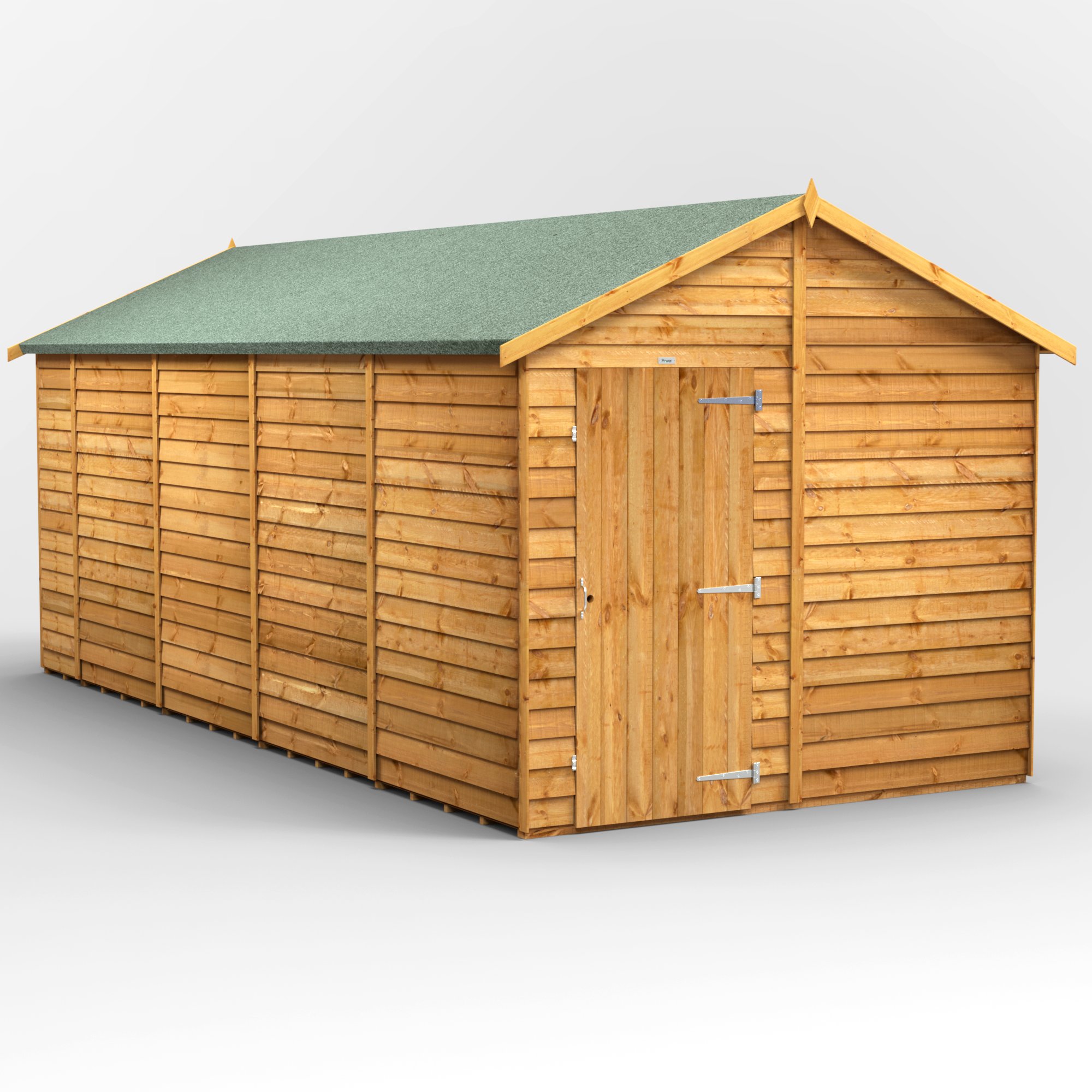 Powersheds Apex Roof Windowless Single Door Overlap Garden Shed 18ft x 8ft - Golden Brown Price Comparisons | Compare The Build