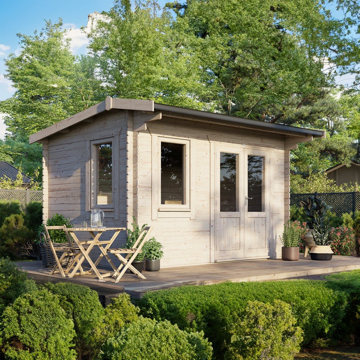 Powersheds Apex Roof Log Cabin 14ft x 10ft (Doors to Right) 28mm Log Thickness Price Comparisons | Compare The Build