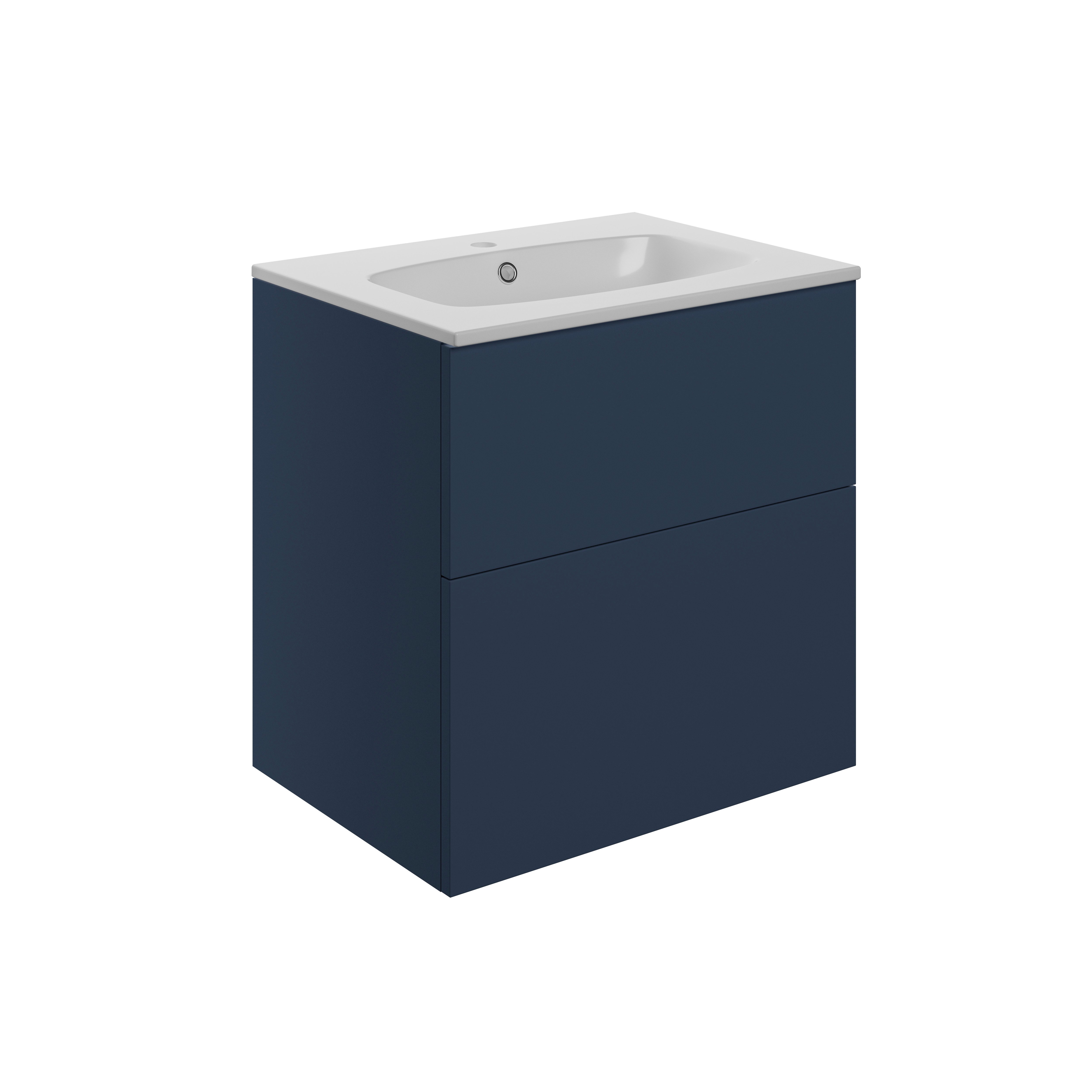 Fontmell 2 Drawer Wall Unit &amp; Basin 610mm - Matt Deep Blue Price Comparisons | Compare The Build