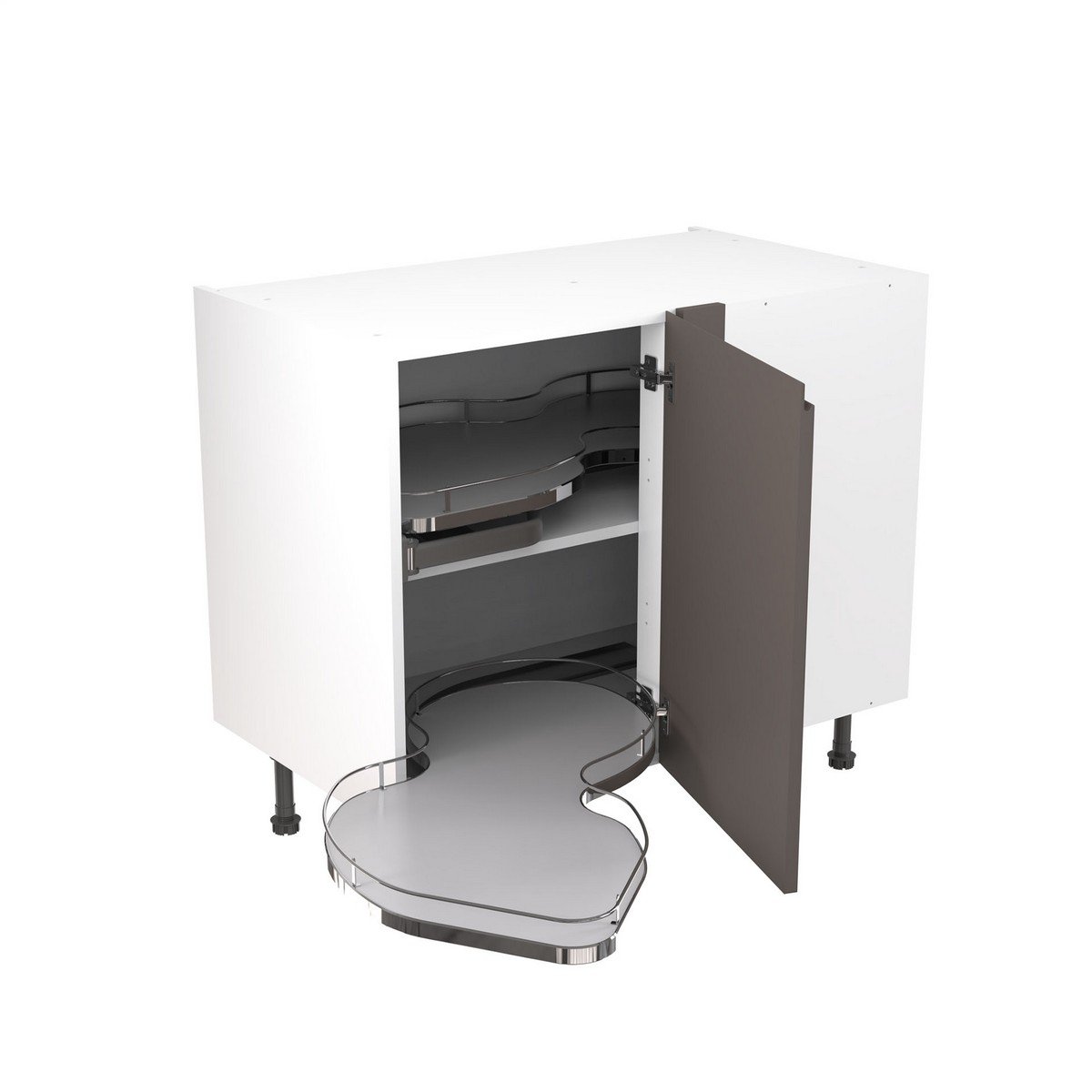 KitchenKit Flatpack J-Pull Blind Corner Base Cabinet with Dual Handed Pull Out 1000mm - Ultra Matt Graphite Price Comparisons | Compare The Build