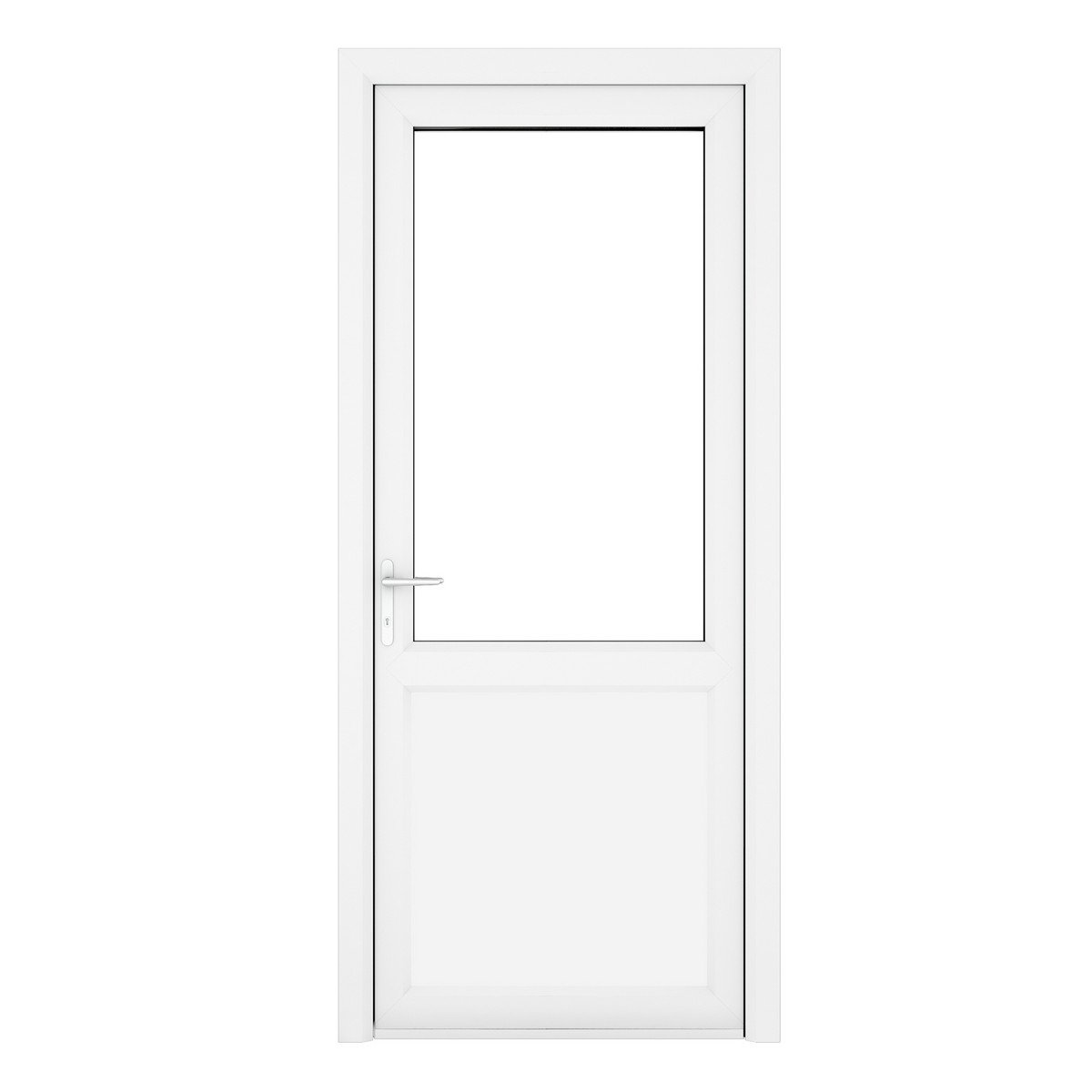Crystal uPVC Open In Single Door (Right Hand) Half Glass/Half Panel 840 x 2090mm Clear - White Price Comparisons | Compare The Build