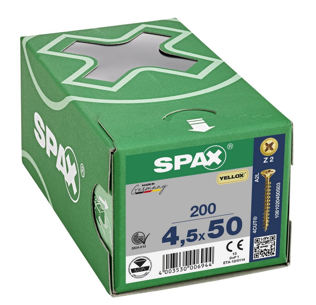 Spax PZ2 Universal Screws 4.5 x 50mm Yellox Coated - Pack of 200 Price Comparisons | Compare The Build