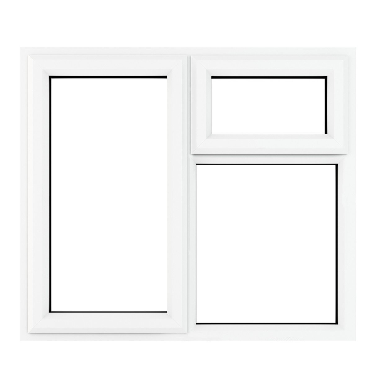 Crystal uPVC A Rated Side Hung Window (Left Hand) Next to a Top Opener/Over a Fixed Light 1190 x 1040mm Clear - White Price Comparisons | Compare The Build