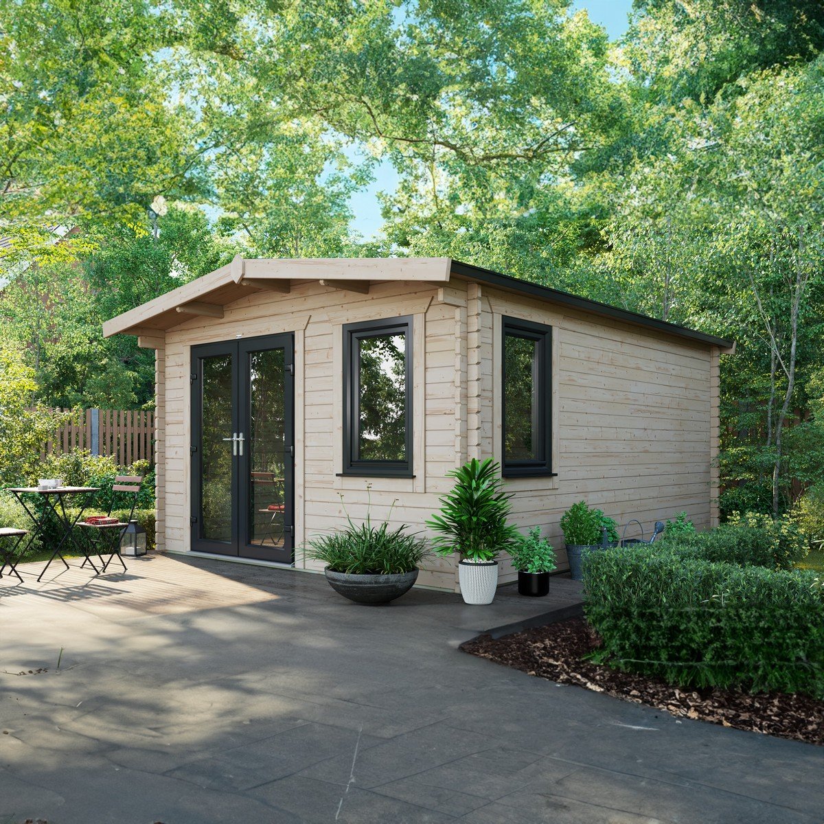 Powersheds Chalet Log Cabin 16ft x 12ft (Doors to Left) 44mm Log Thickness Price Comparisons | Compare The Build