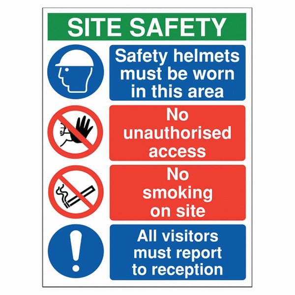 Rigid Site Safety Sign - Site Safety Safety Helmets must be worn in this area 800x600mm Price Comparisons | Compare The Build