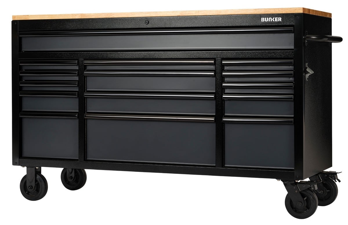 BUNKER® Workbench Roller Tool Cabinet - 15 Drawer, 61&quot;, Grey Price Comparisons | Compare The Build