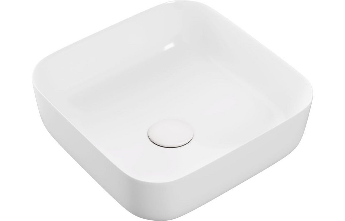 Looe 400mm Ceramic Square Washbowl & Waste - Matt White Price Comparisons | Compare The Build