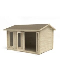 Forest Chiltern Apex Roof Single Glazed Log Cabin (Felt Shingles & Underlay) 4.0mtr x 3.0mtr - Natural Timber (Installed)