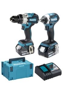 Makita DLX2412TJ 18V Brushless Combo Kit inc 2x 5.0Ah Batteries, Charger & Makpac Case