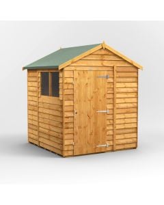 Powersheds Apex Roof Single Door Overlap Garden Shed 6ft x 6ft - Golden Brown