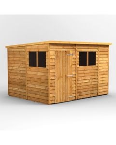 Powersheds Pent Roof Single Door Overlap Garden Shed 10ft x 8ft - Golden Brown
