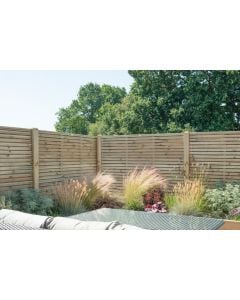 Forest Contemporary Double Slatted Fence Panel 1.8mtr x 1.5mtr - Treated Timber (Pack of 4)