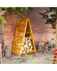 Powersheds Triangular Log Store with Shelving 3ft x 2ft - Golden Brown