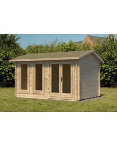 Forest Chiltern Apex Roof Single Glazed Log Cabin (24kg Felt, no Underlay ) 4.0m x 3.0m Natural Timber