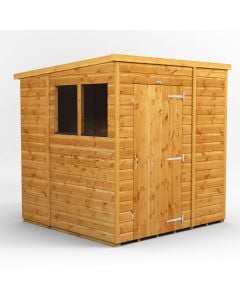 Powersheds Pent Roof Single Door Garden Shed 6ft x 6ft - Golden Brown