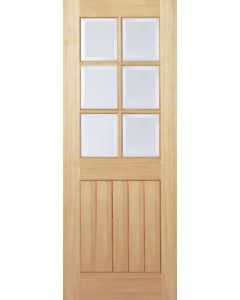 Mexicano Solid Core Internal Door - Unfinished - 6L Clear Bevelled Glazing 1981 x 762mm Oak   OMEXCG30