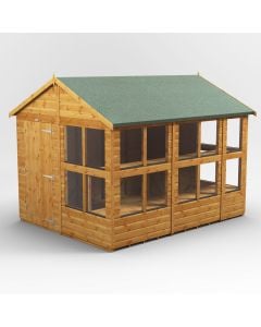 Powersheds Apex Roof Single Door Potting Shed 10ft x 8ft - Golden Brown