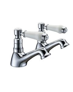 Budleigh Bath Pillar Taps - Chrome