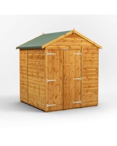 Powersheds Apex Roof Windowless Double Door Garden Shed 6ft x 6ft - Golden Brown
