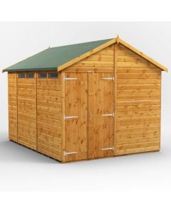 Powersheds Apex Roof Double Door Security Shed 10ft x 8ft - Golden Brown