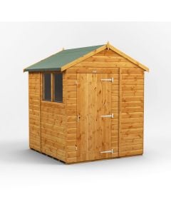 Powersheds Apex Roof Single Door Garden Shed 6ft x 6ft - Golden Brown
