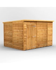 Powersheds Pent Roof Windowless Single Door Overlap Garden Shed 10ft x 8ft - Golden Brown