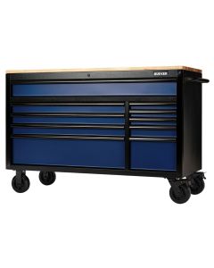 BUNKER® Workbench Roller Tool Cabinet - 10 Drawer, 56", Blue
