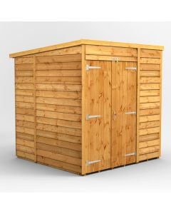 Powersheds Pent Roof Windowless Double Door Overlap Garden Shed 6ft x 6ft - Golden Brown