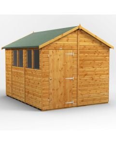 Powersheds Apex Roof Single Door Garden Shed 10ft x 8ft - Golden Brown