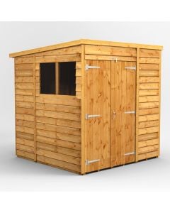 Powersheds Pent Roof Double Door Overlap Garden Shed 6ft x 6ft - Golden Brown