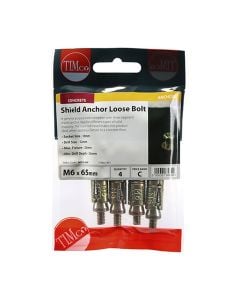 TIMco Shield Anchor Loose Bolts M6/25L - Zinc/Yell Pass - Bag of 4
