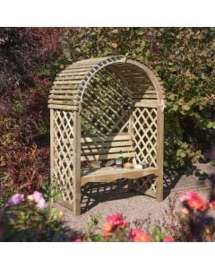 Rowlinson Victoria Traditional Arbour 1990 x 1340 x 800mm - Natural Timber Finish